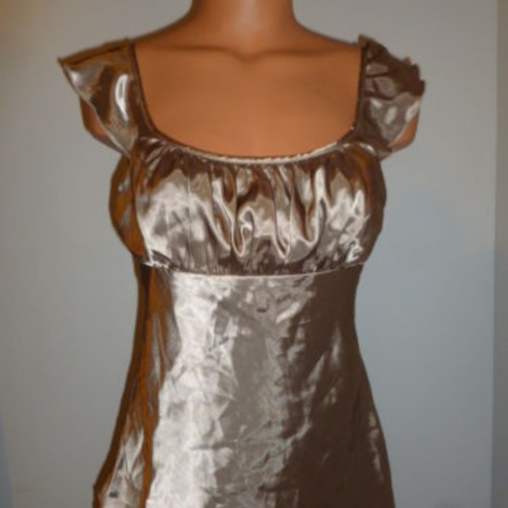 Candie's L Beige Bustier Style Satin Shirt
